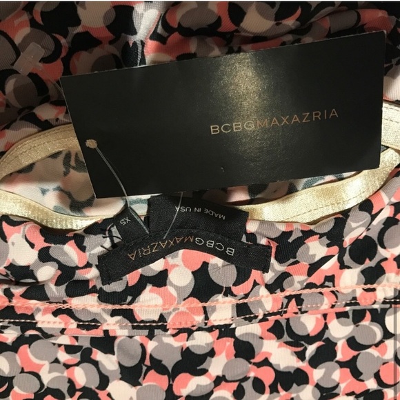 BCBG Pink Purple Black Polka Dot Halter Top - Picture 6 of 6